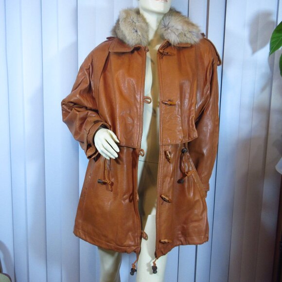 Vintage Damselle Made in USA Womens Leather Jacket Coat S Fur Collar ThermoLite - Picture 10 of 16